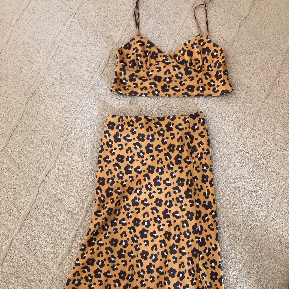 Cheetah print crop top and skirt set NEVER WORN